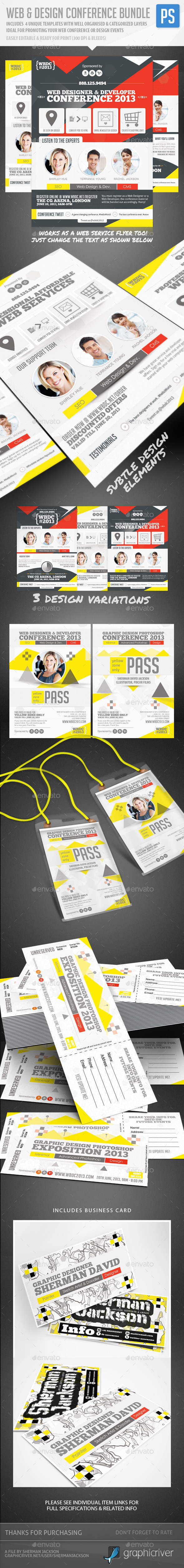 Web & Design Conference Flyer, Pass & Badge Bundle - Corporate Flyers