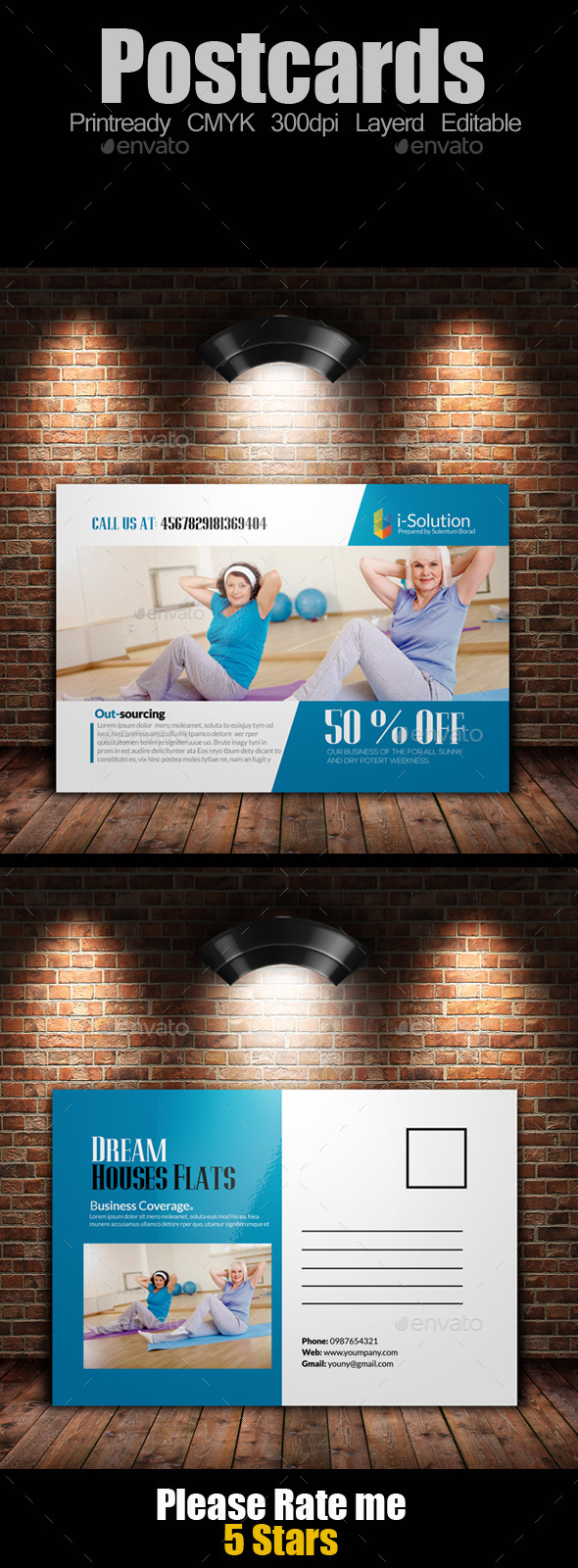Fitness Post Cards Template - Cards & Invites Print Templates
