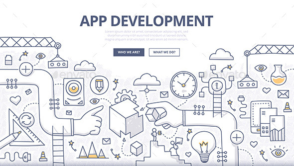 Application Development Doodle Concept Application Development Doodle Concept