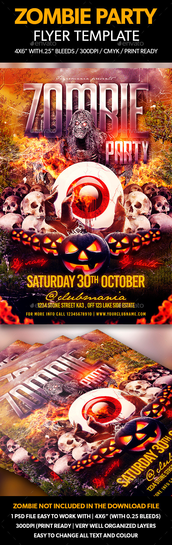 Zombie Party Flyer Template - Flyers Print Templates