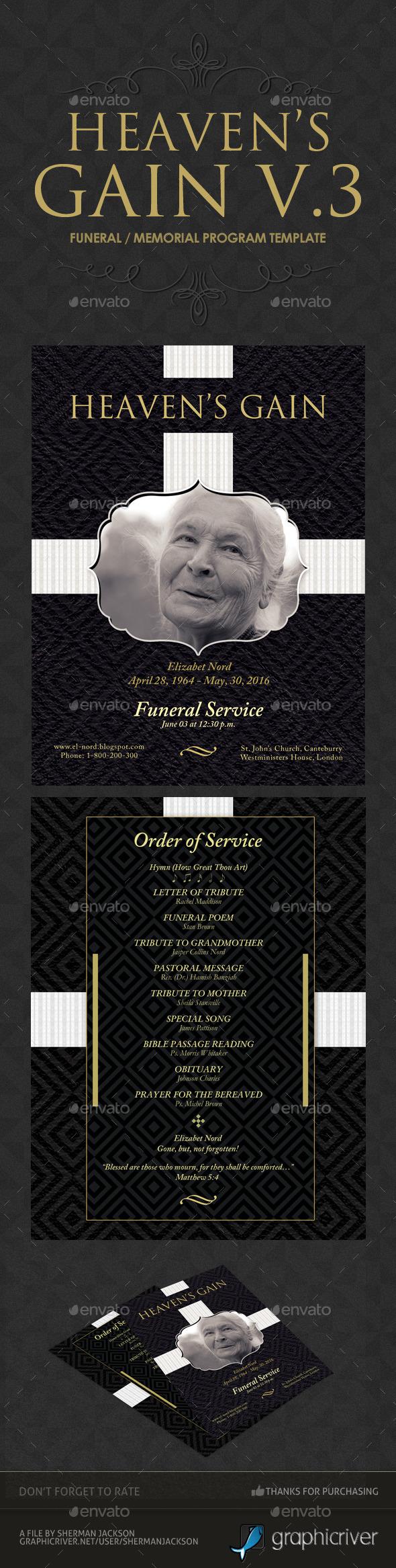 Heaven's Gain - Funeral / Memorial Program V.3 - Miscellaneous Print Templates