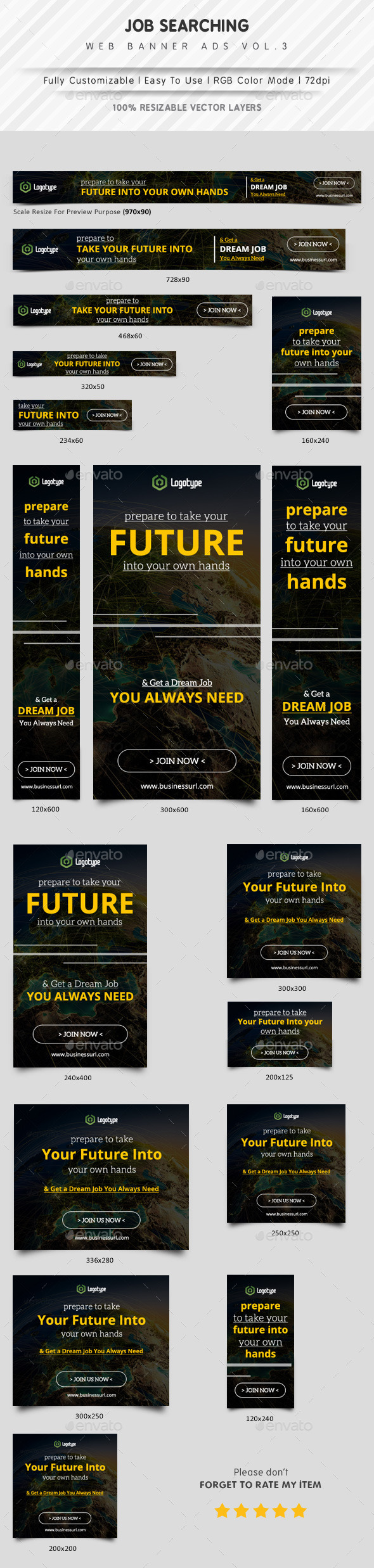 Job Searching Web Banner Ads Vol.3 - Banners & Ads Web Elements