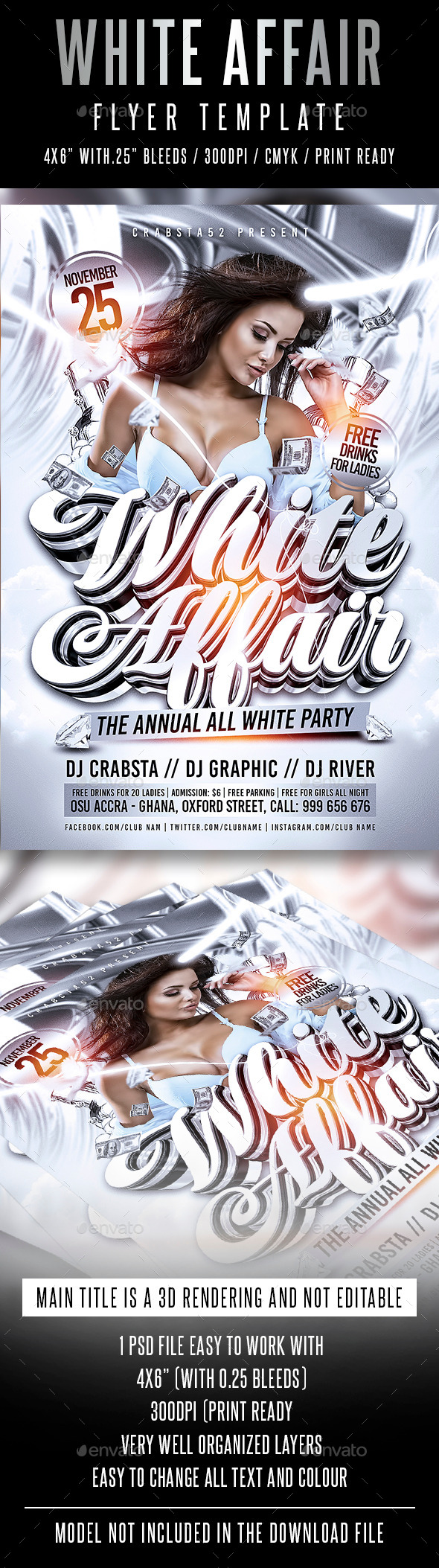 White Affair Flyer Template - Clubs & Parties Events