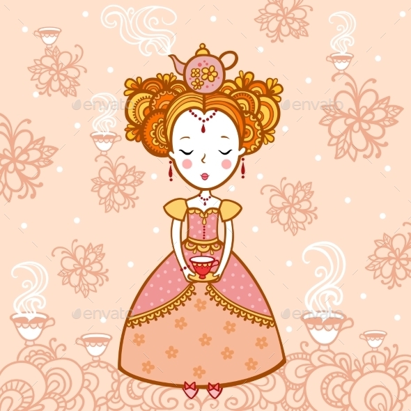 Young Woman with a Cup of Tea and Teapot Young Woman with a Cup of Tea and Teapot