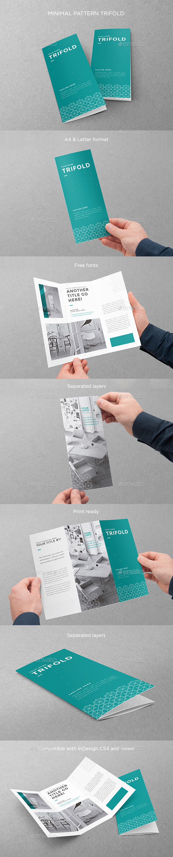 Minimal Pattern Trifold - Brochures Print Templates