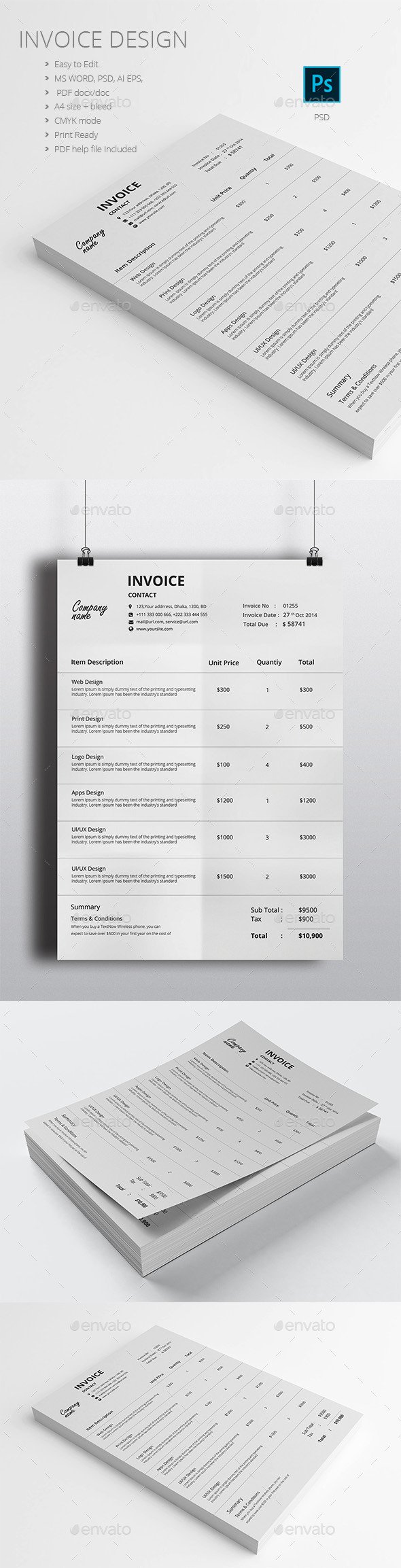 Invoice Design - Proposals & Invoices Stationery