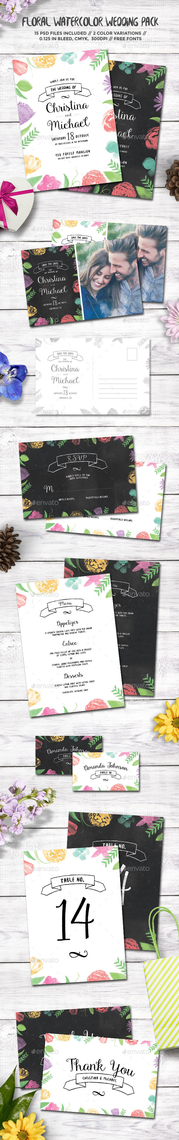 Floral Watercolor Wedding Pack