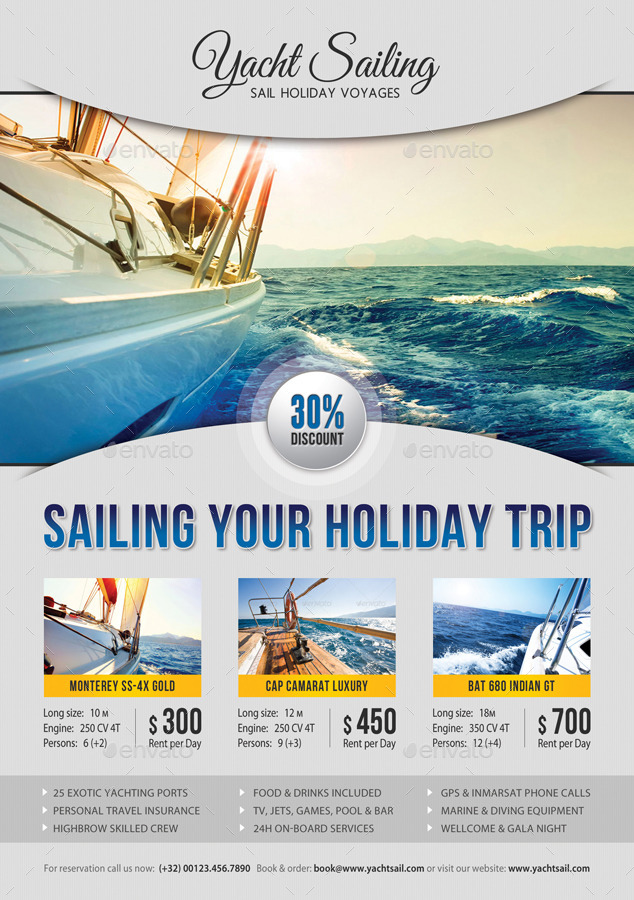 3 in 1 Sailing Yacht Travel Flyers Bundle V03 by rapidgraf GraphicRiver