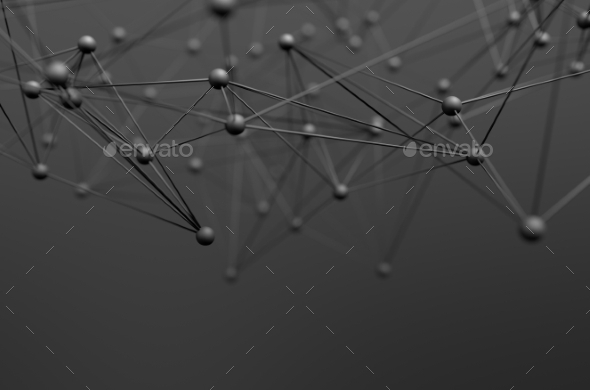 Abstract 3D Rendering Of Structure With Spheres - Tech / Futuristic Backgrounds