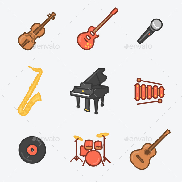 9 Musical Instruments Icons - Media Technology