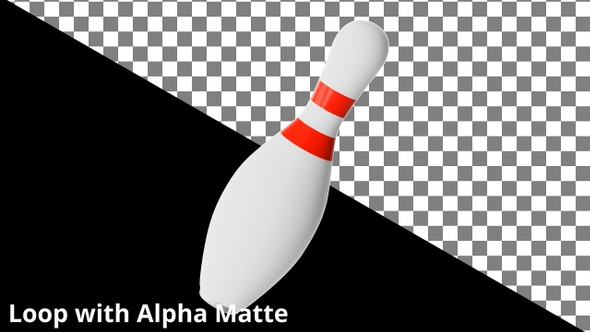 Floating Bowling Pin on Black with Alpha Matte
