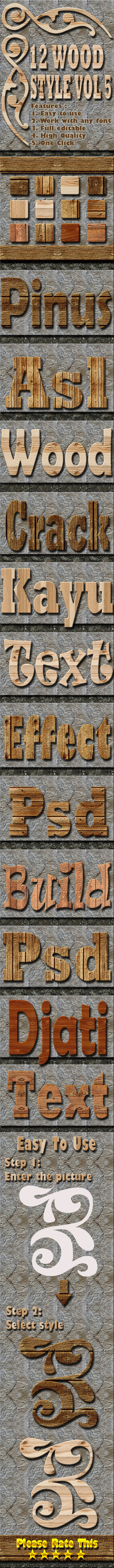 12 Wood Text Effect Style Vol 5 - Styles Photoshop