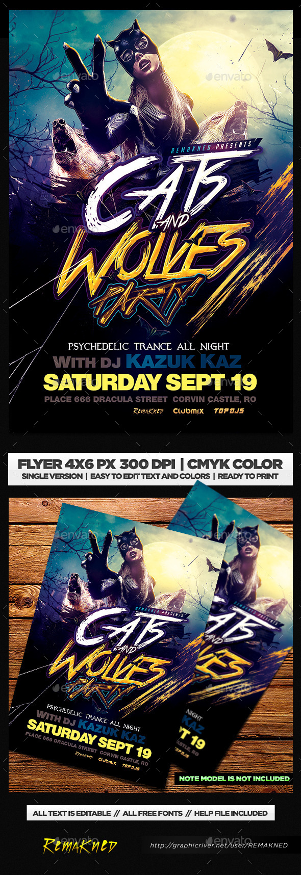 Cats And Wolves Party | Flyer Template PSD - Clubs & Parties Events