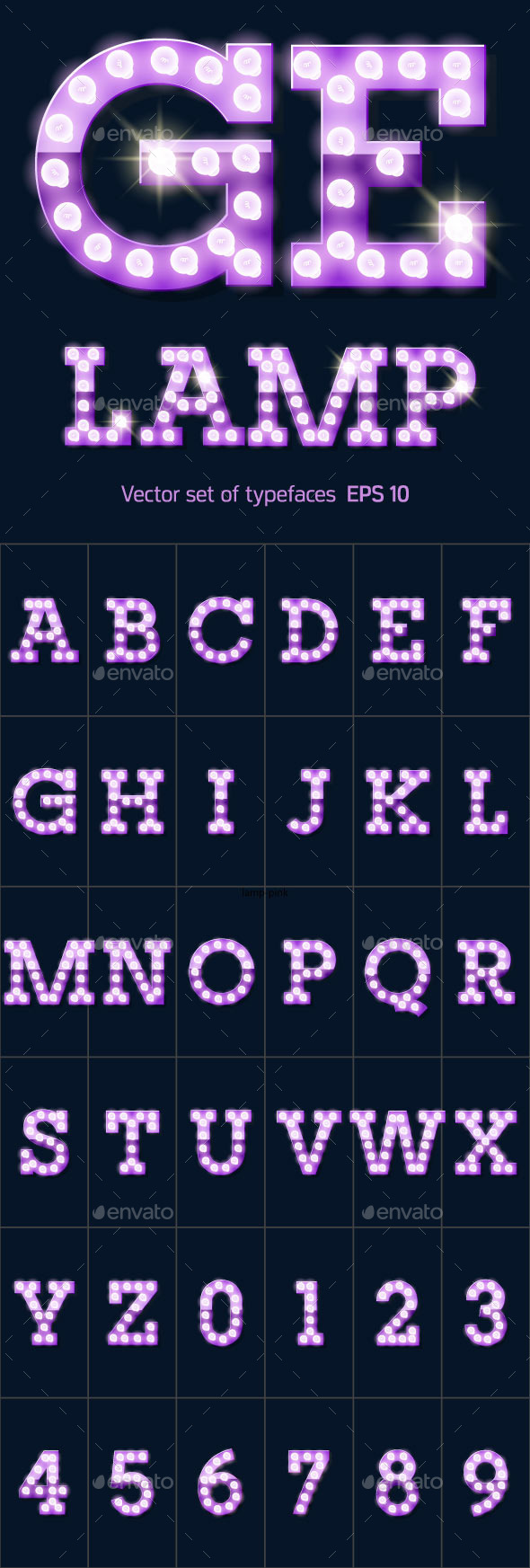 Festive Purple Vector Lamp Alphabet Festive Purple Vector Lamp Alphabet
