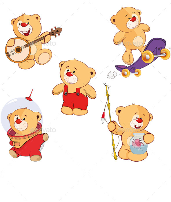 Set of Cartoon Bears - Animals Characters