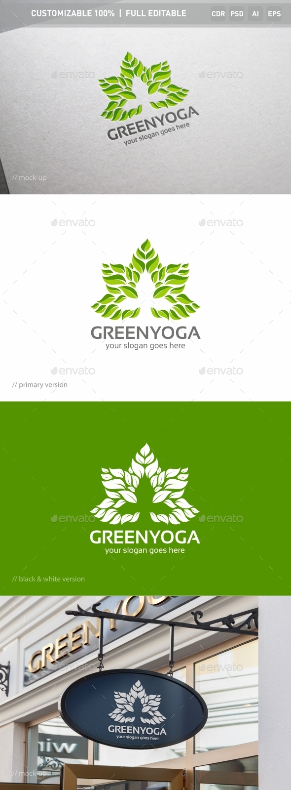 Green Yoga Logo Template - Objects Logo Templates