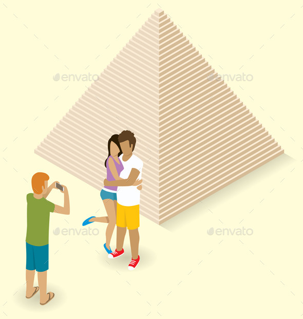Couple Making Selfie Near The Egyptian Pyramid Couple Making Selfie Near The Egyptian Pyramid