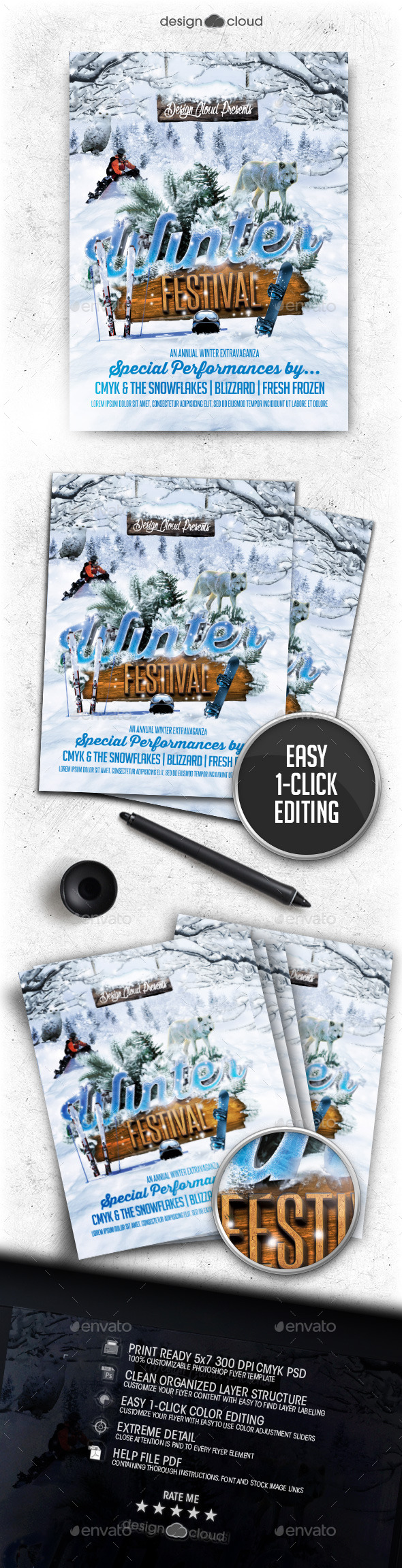 Winter Festival Flyer Template - Clubs & Parties Events