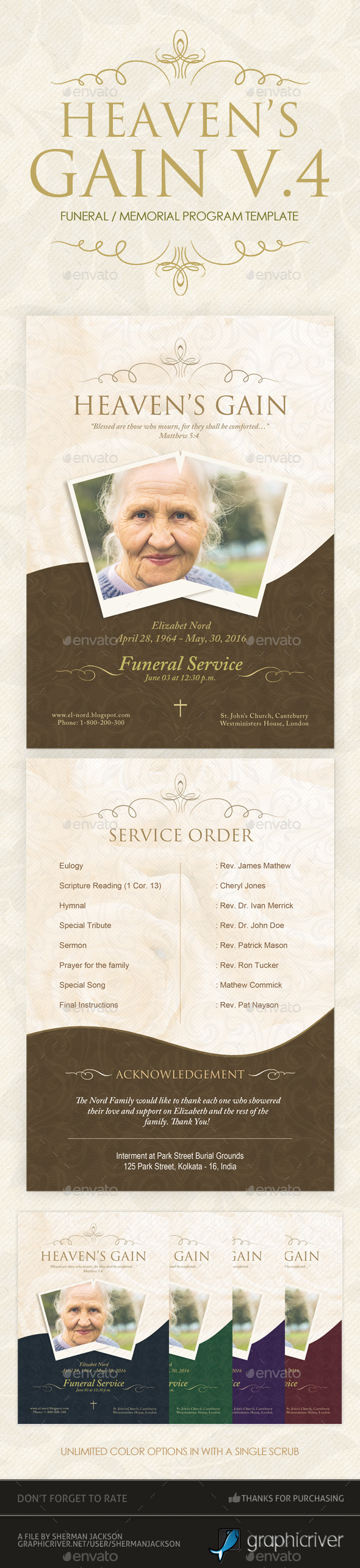 Heaven's Gain - Funeral / Memorial Program V.4 - Miscellaneous Print Templates