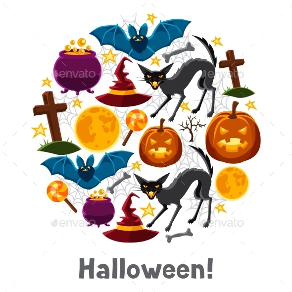 Happy Halloween Greeting Card With Characters Happy Halloween Greeting Card With Characters