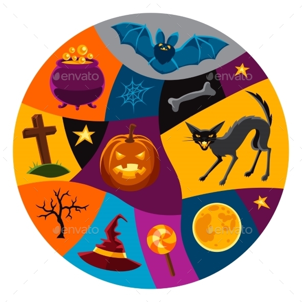 Happy Halloween Greeting Card With Characters - Seasons/Holidays Conceptual