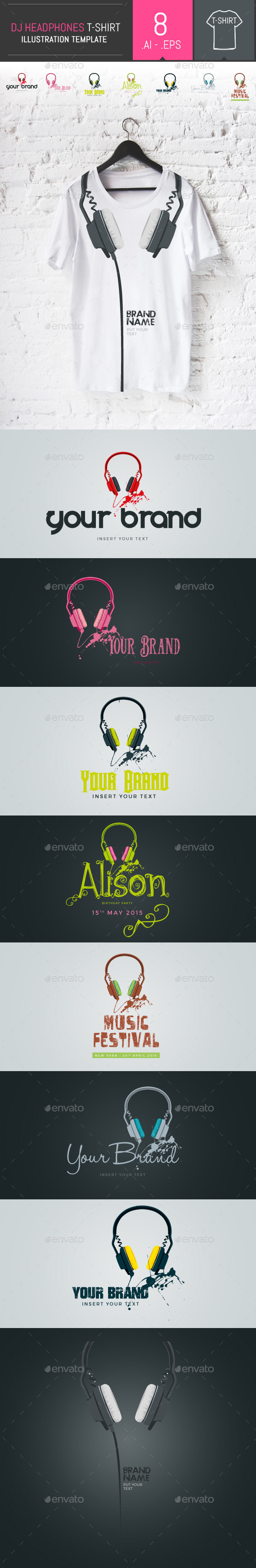 8 Vector Professional Dj Headphones Templates 8 Vector Professional Dj Headphones Templates