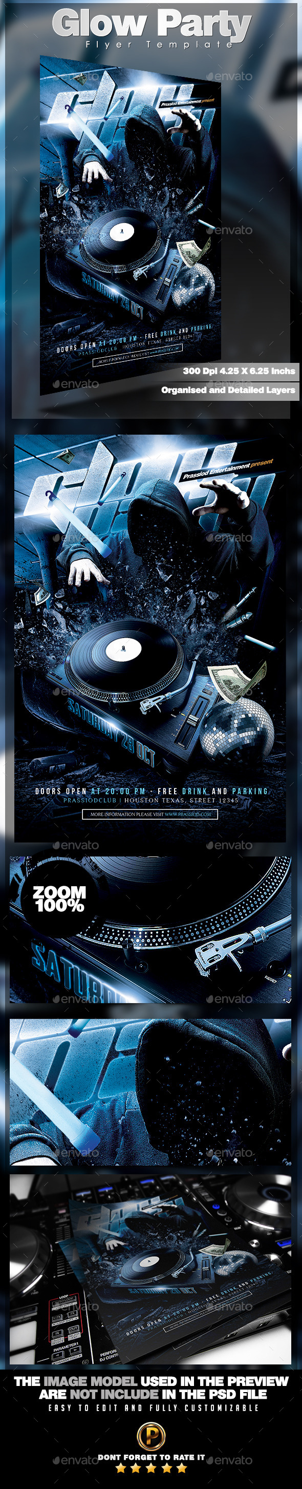 Glow Party Flyer Template - Clubs & Parties Events