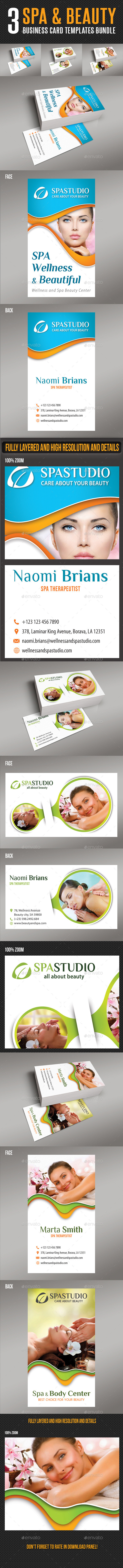 3 in 1 Spa And Beauty Business Card Bundle - Industry Specific Business Cards