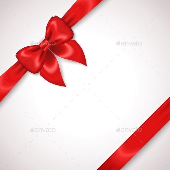 Satin Red Ribbon With Bow Isolated On White. - Decorative Symbols Decorative