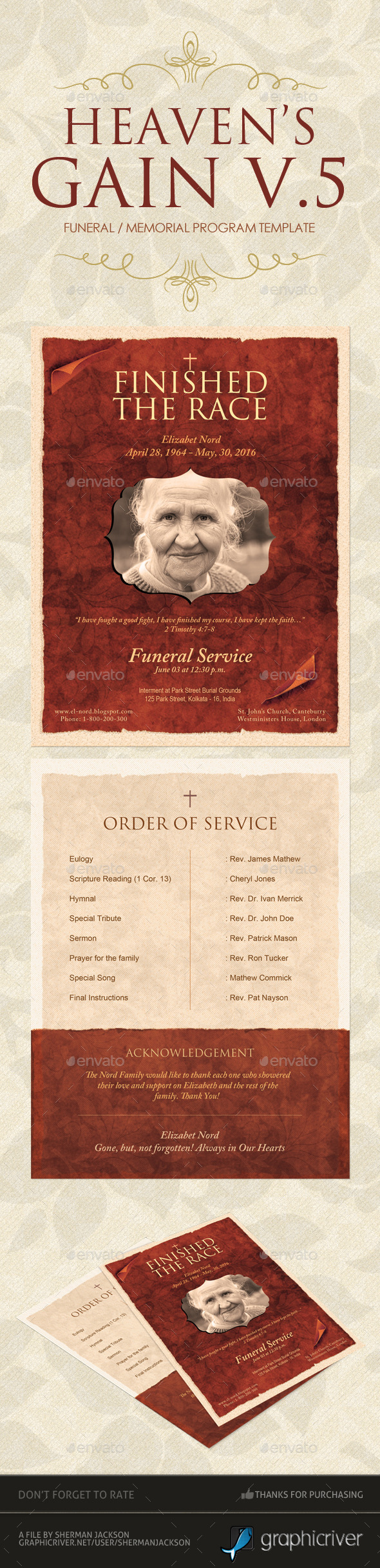 Heaven's Gain - Funeral / Memorial Program V.5 - Miscellaneous Print Templates
