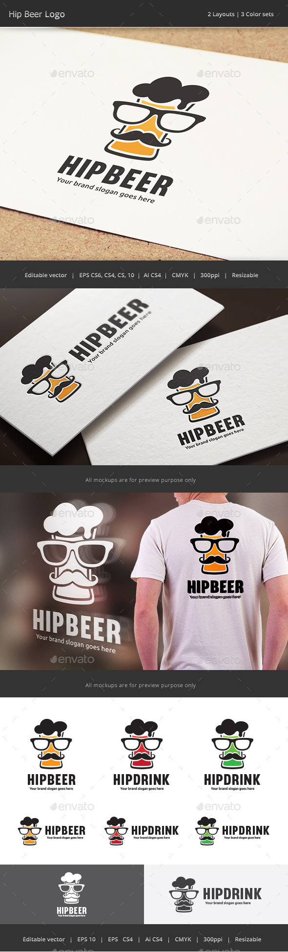 Hip Beer Drink Logo - Vector Abstract