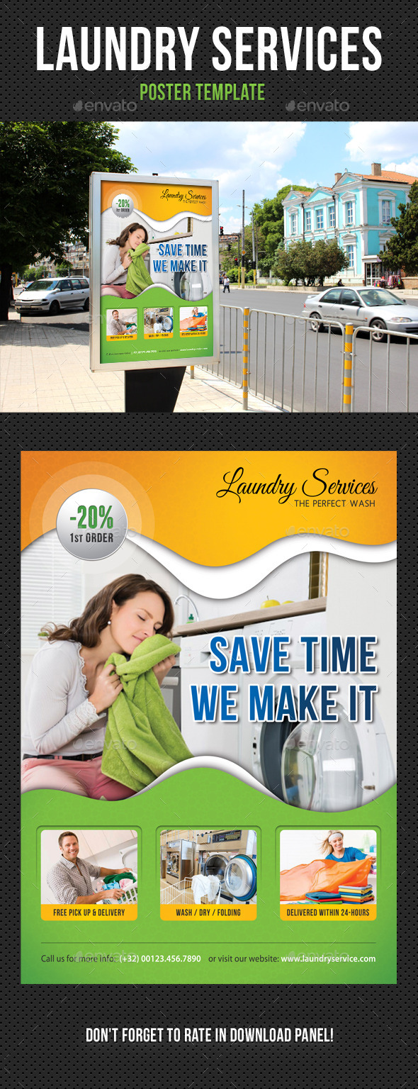 Laundry Services Poster Template - Signage Print Templates
