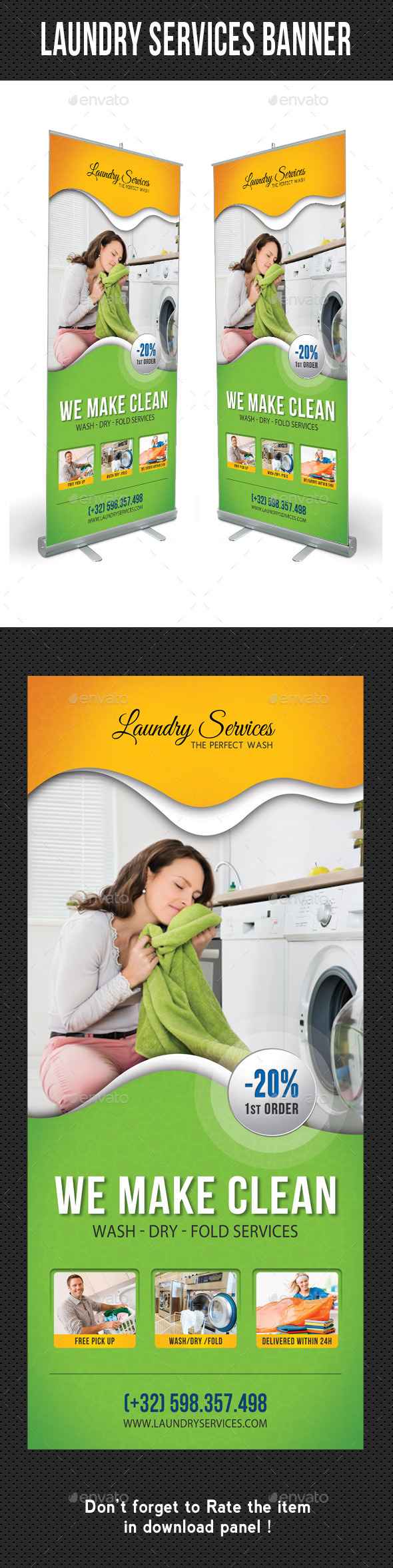 Laundry Services Banner Template - Signage Print Templates