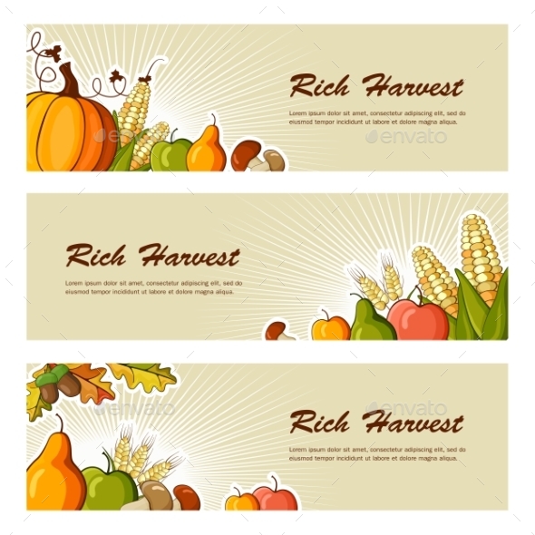 Rich Harvest Flat Banners Set Rich Harvest Flat Banners Set
