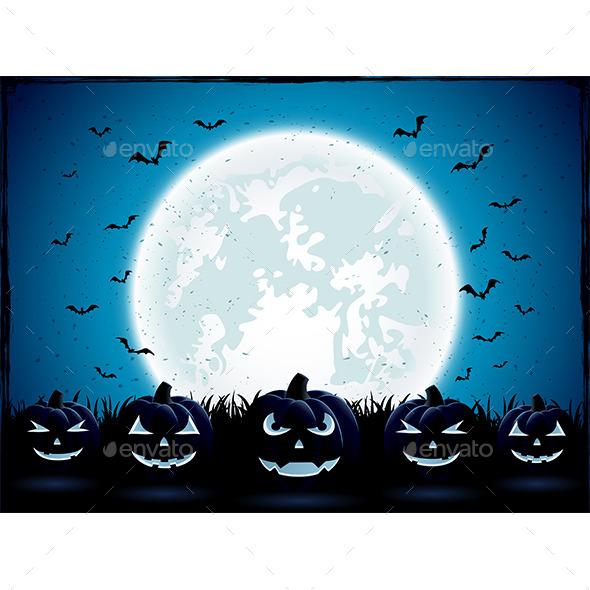 Halloween Pumpkins in the Grass Halloween Pumpkins in the Grass