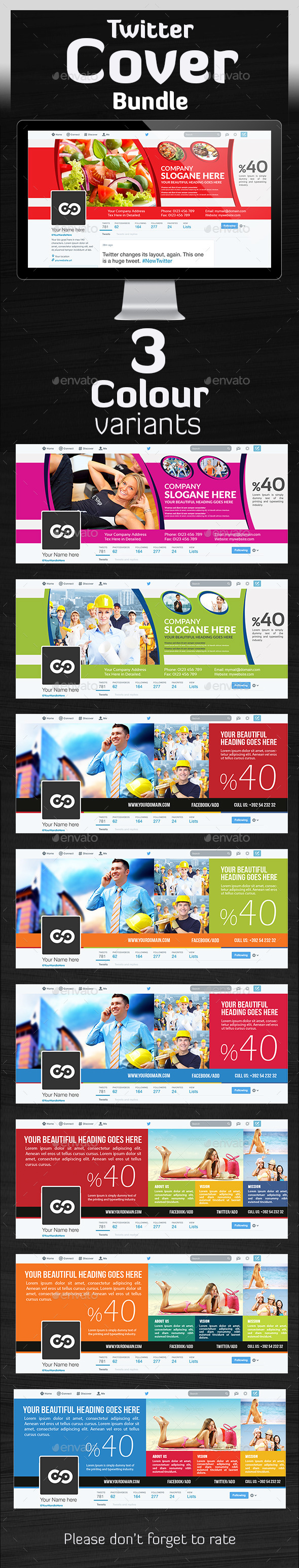 Twitter Header Bundle - Twitter Social Media