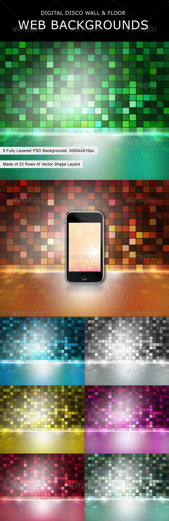 Digital Disco Wall & Floor Web Backgrounds