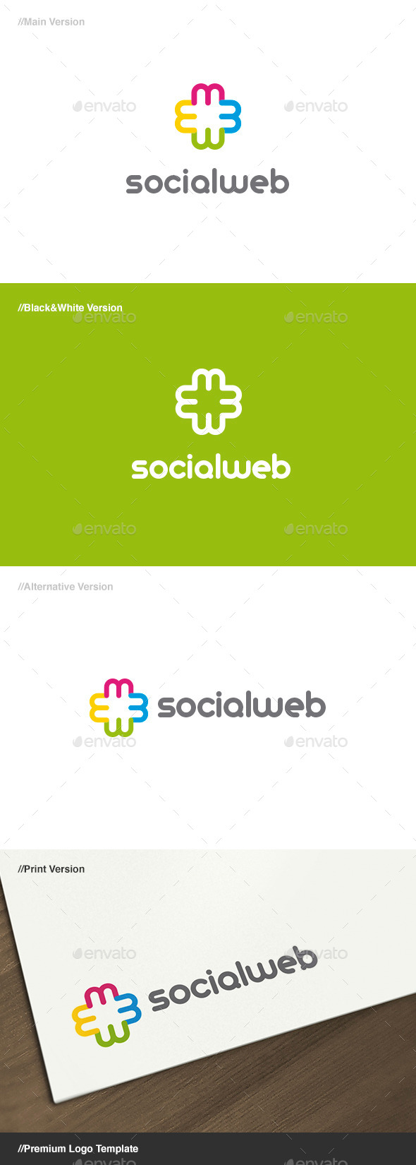 Social Web Logo - Letters Logo Templates