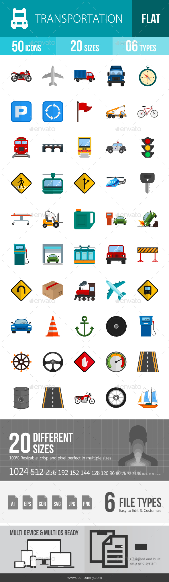 Transport Flat Multicolor Icons - Icons