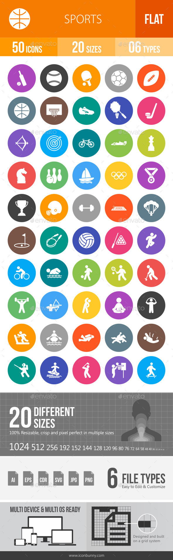 Sports Flat Round Icons - Icons