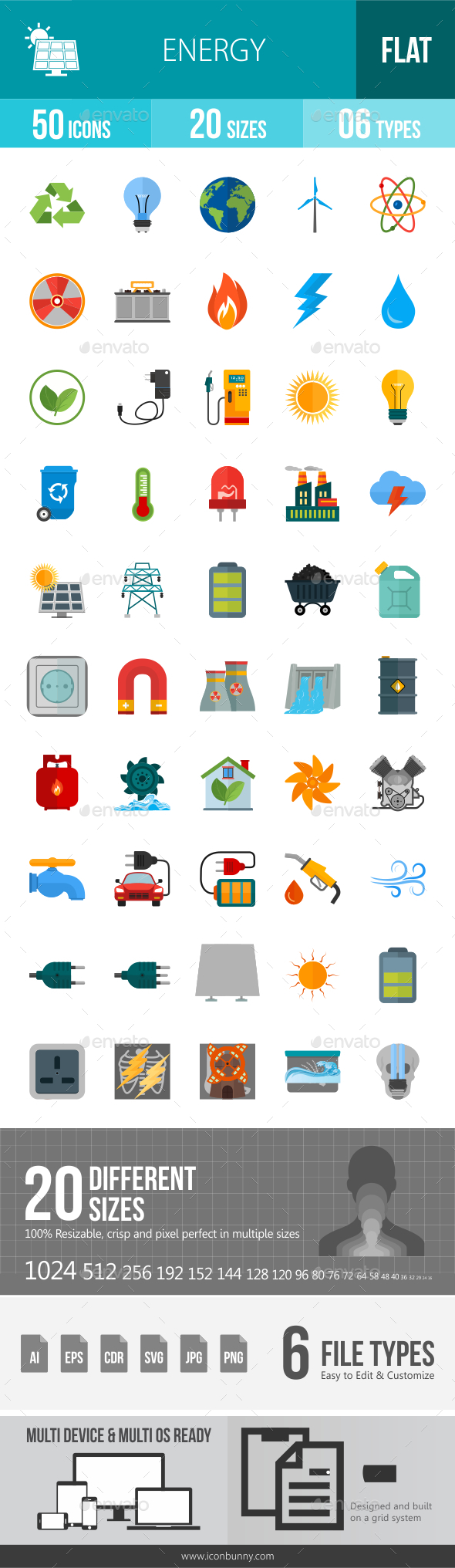 Energy Flat Multicolor Icons - Icons