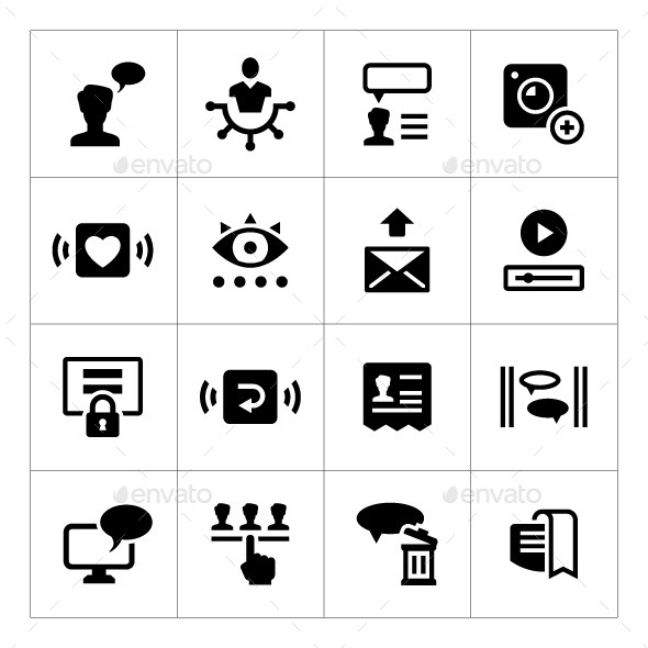 Set Icons of Social Network - Man-made objects Objects
