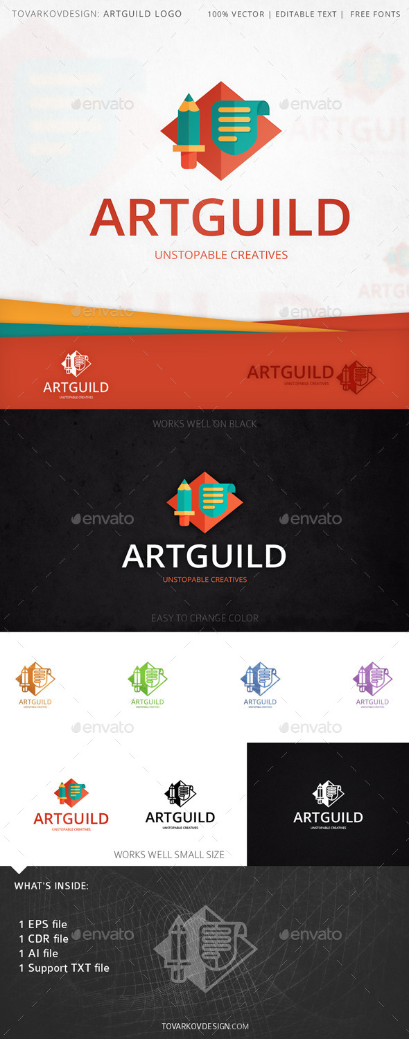 Artguild Pencil Shield Logo Template Artguild Pencil Shield Logo Template