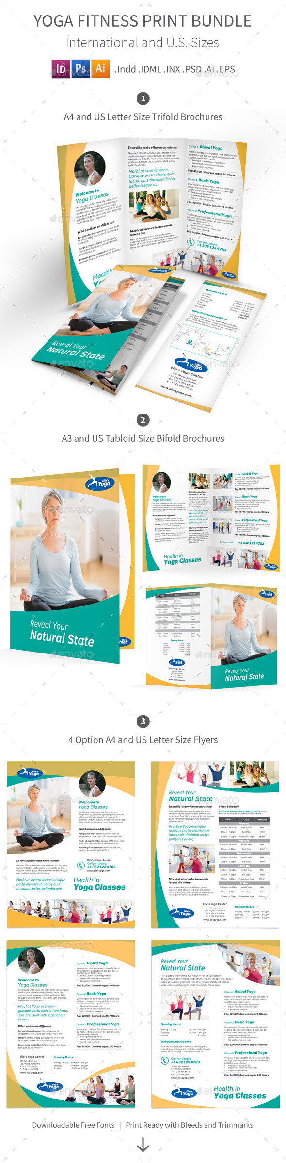 Yoga Fitness Print Bundle - Informational Brochures