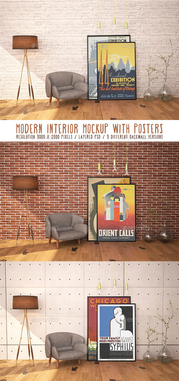 Download Modern Interior Mockup With Posters By Purplevisions Graphicriver