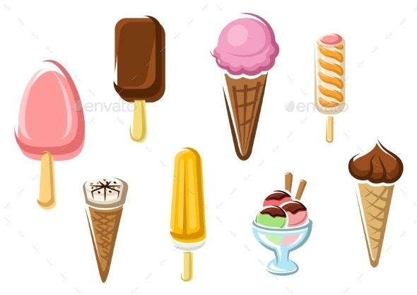 Ice Cream Isolated Dessert Icons