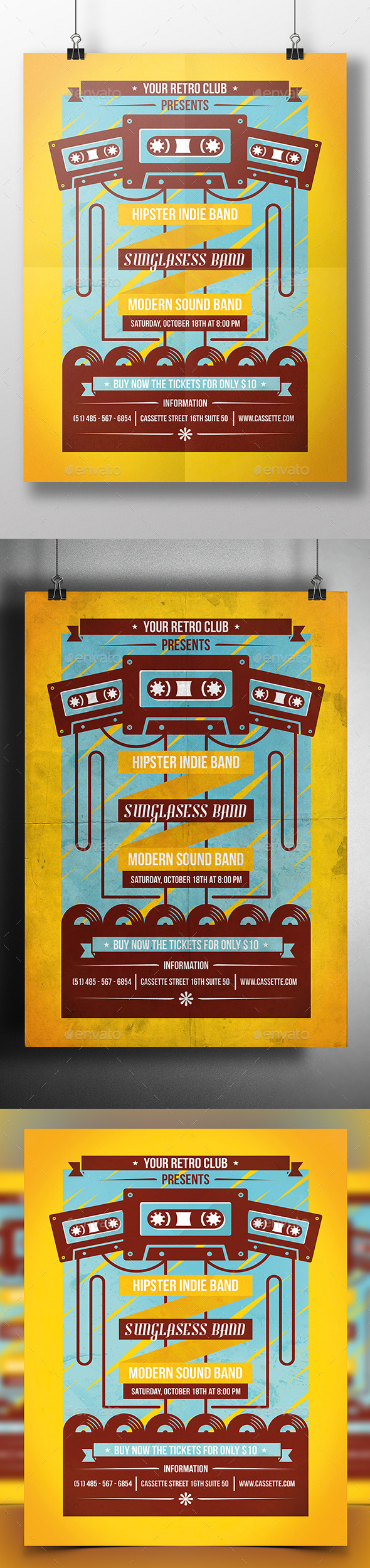 Cassette Night Poster Flyer - Concerts Events