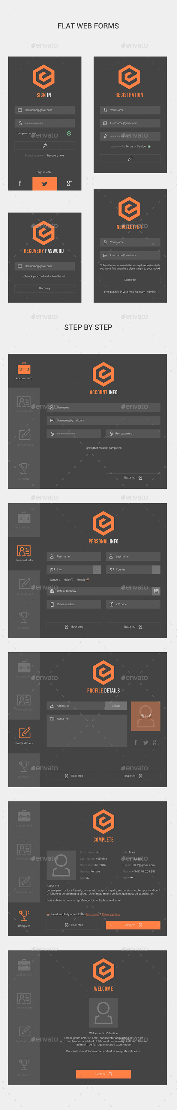 Flat Step by Step Forms - Forms Web Elements