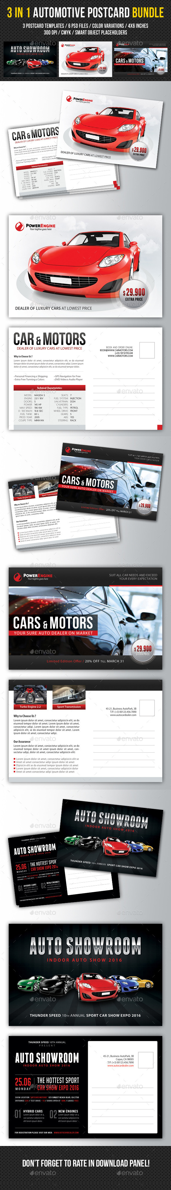 3 Automotive Car Sale Postcard Template Bundle - Cards & Invites Print Templates