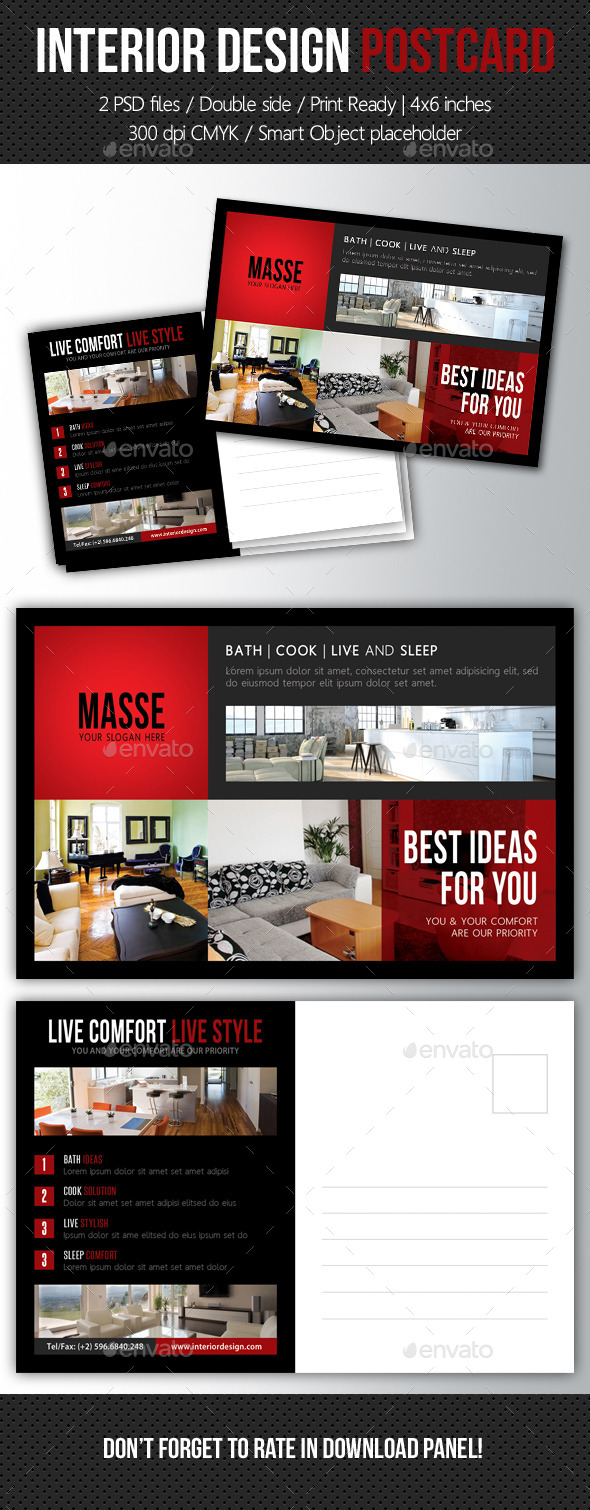 Interior Design Postcard Template V06 - Cards & Invites Print Templates